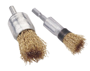 Spindle wire brush