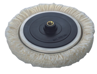 Wool buffing pad with backing pad